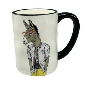 Signature Housewares Stoneware Mug With Hipster Donkey Illustration